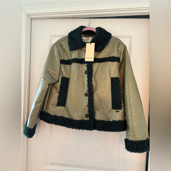 Scotch & Soda Faux Leather Vinyl Jacket Green Size Medium - Picture 8 of 16